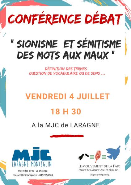 - © MJC de Laragne Conférence-débat 'Sionisme et sémitisme, des mots aux maux'_Laragne-Montéglin - © MJC de Laragne