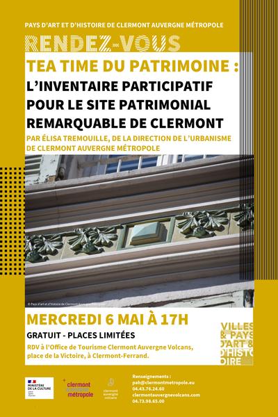 Tea-time du Patrimoine : Présentation de l’inventaire participatif pour le Site Patrimonial Remarquable de Clermont