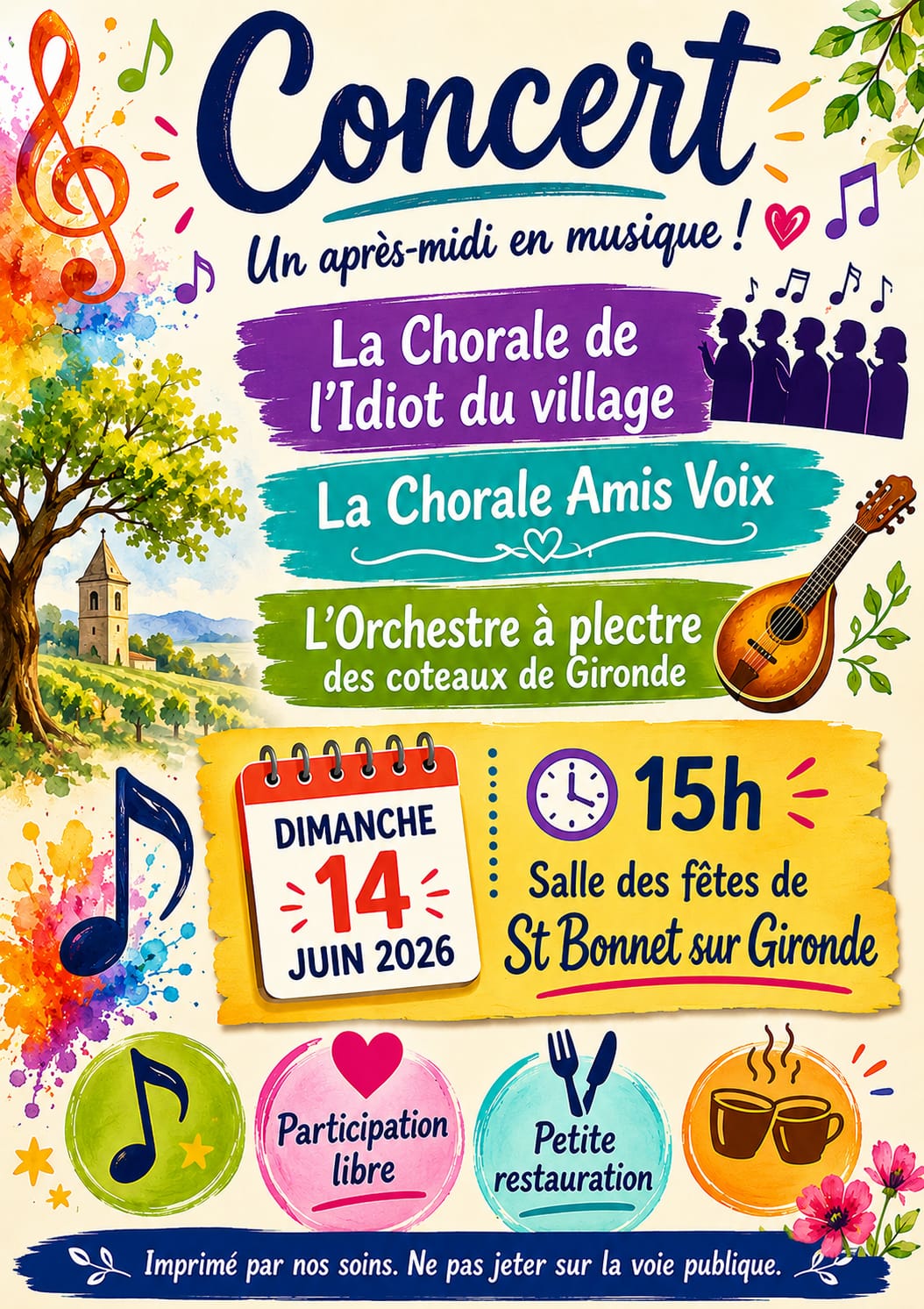 Concerts des Chorales de Mirambeau et de St Bonnet et de l'Orchestre à Plectre