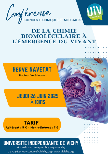 Conférence : de la chimie biomoléculaire à l'émergence du vivant