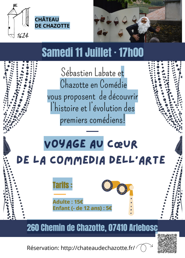 Spectacle "Voyage au coeur de la Commedia Dell'Arte" au Château de Chazotte