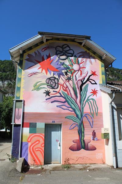 Fresques et murs peints - Les fleurs fantastiques de Lorain Motti_Nantua