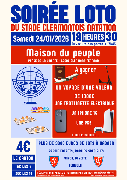 Soirée loto du Stade Clermontois Natation