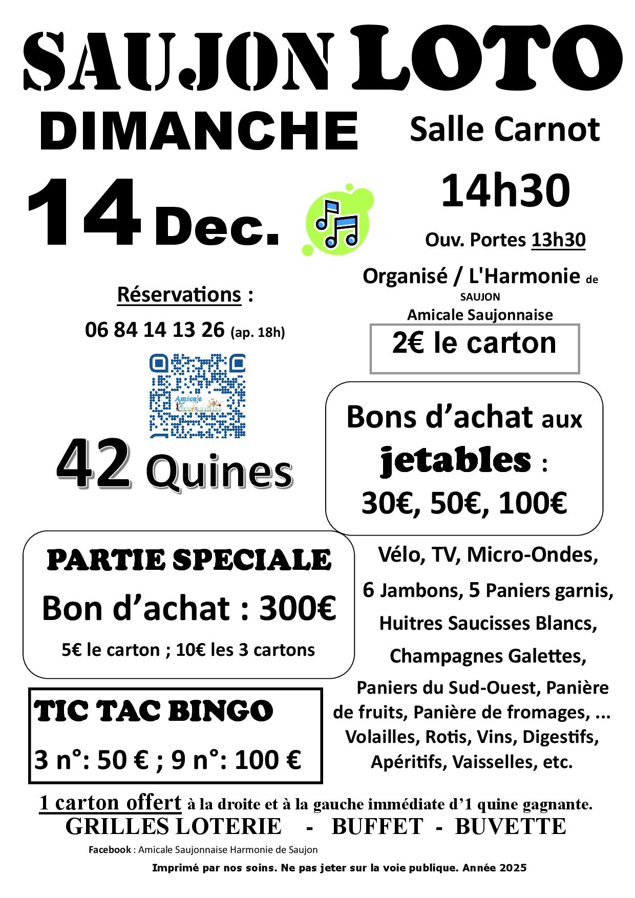 Loto de l'harmonie de Saujon