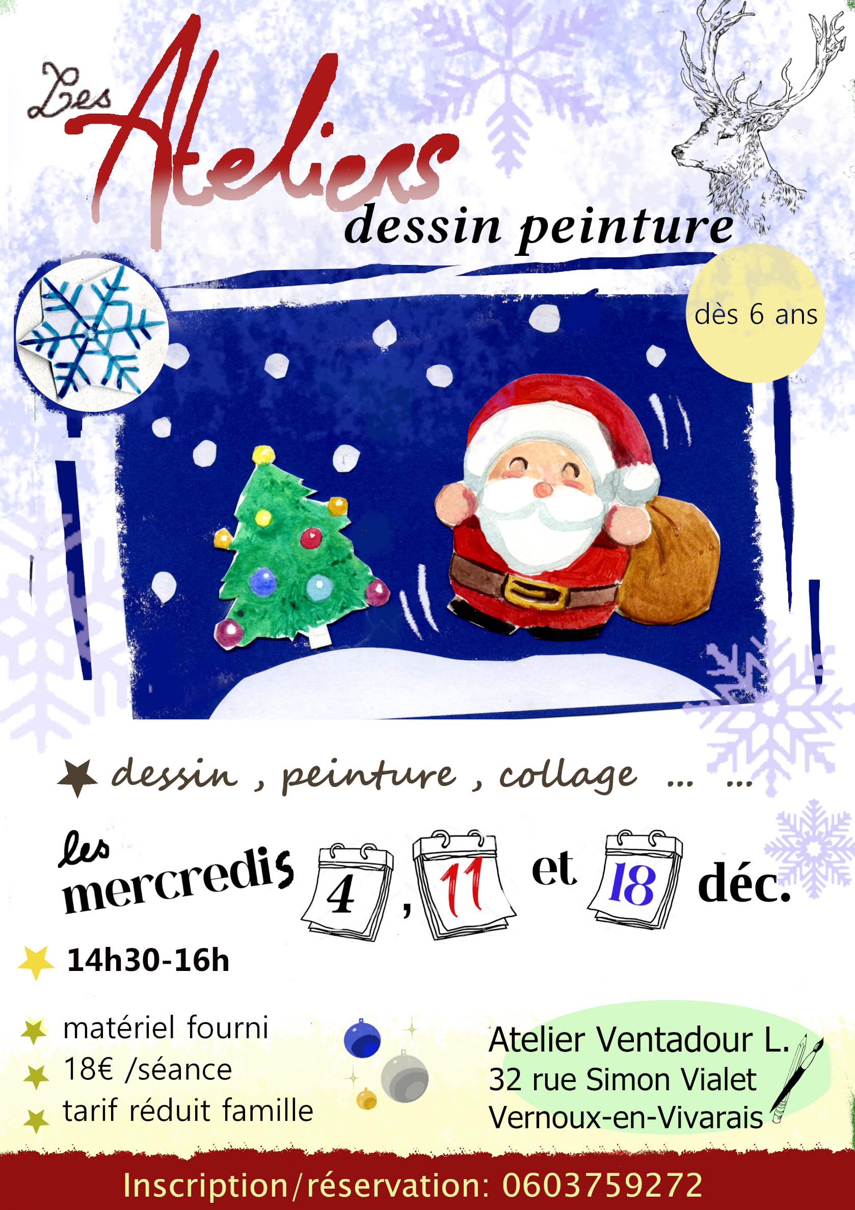 Alle leuke evenementen! : Atelier Dessin/peinture spécial Noël