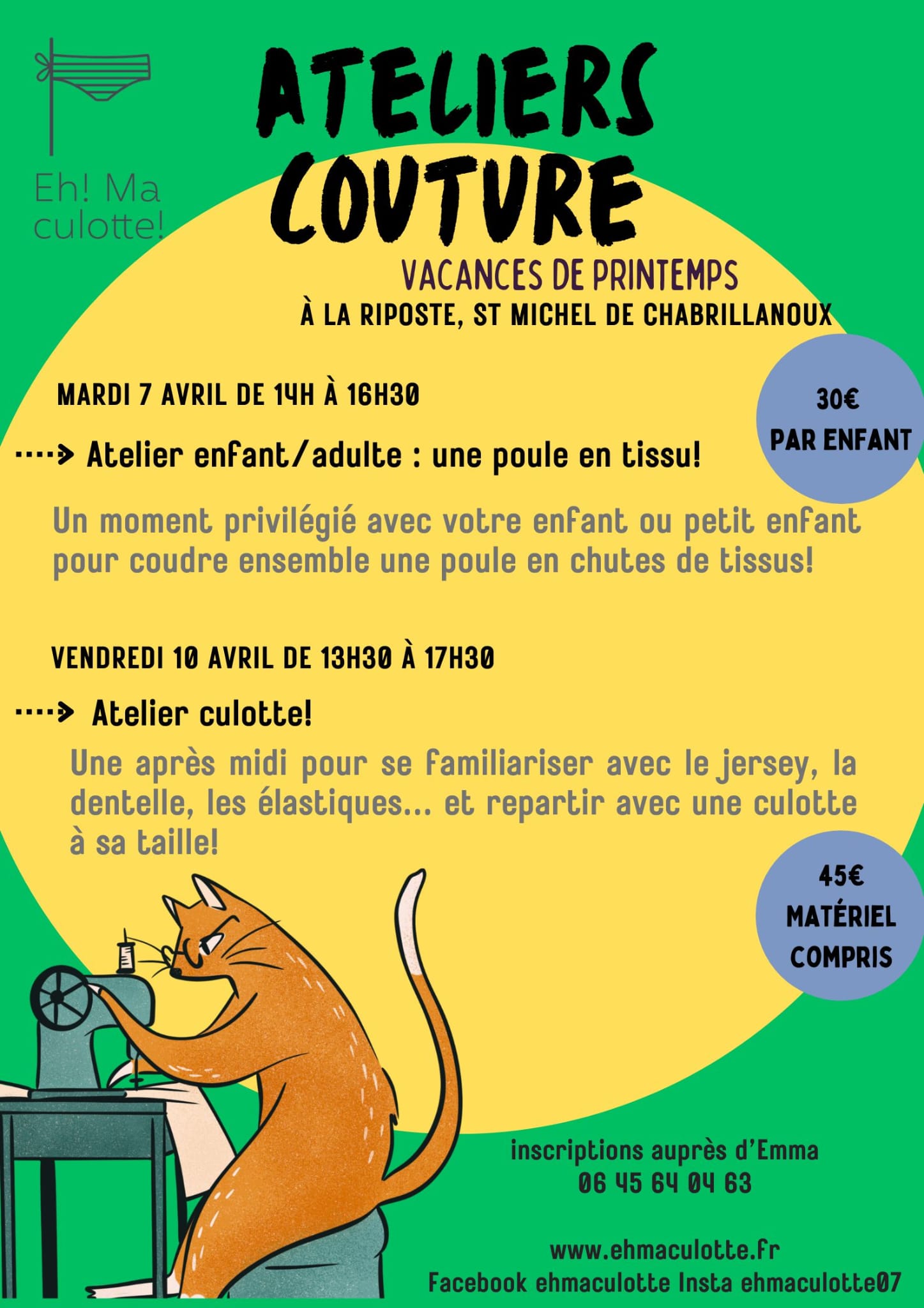 Atelier "Couture : confection d'une culotte"