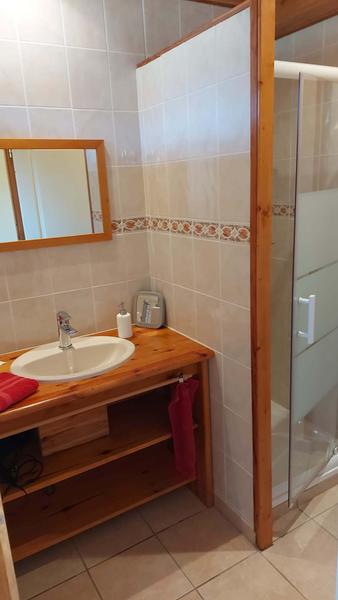 Salle de douche avec toilette