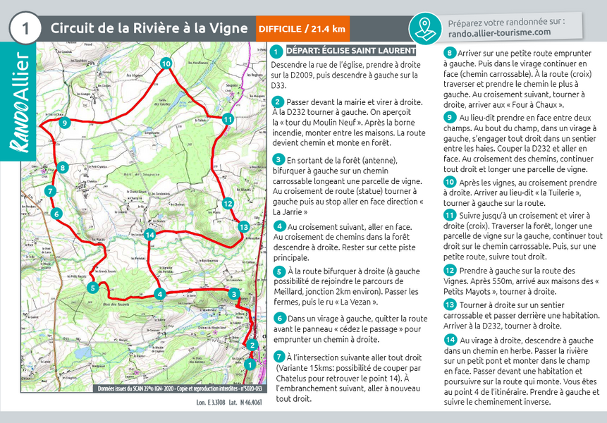 Fiche randonnée 2024 Rivière à la vigne départ Chatel no 2