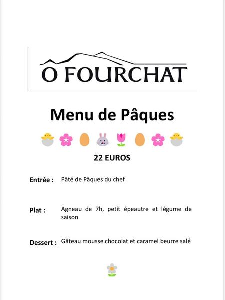 Menu de Pâques au restaurant O Fourchat
