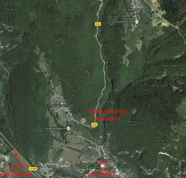 Montmin Faverges plan accès canyon canyoning