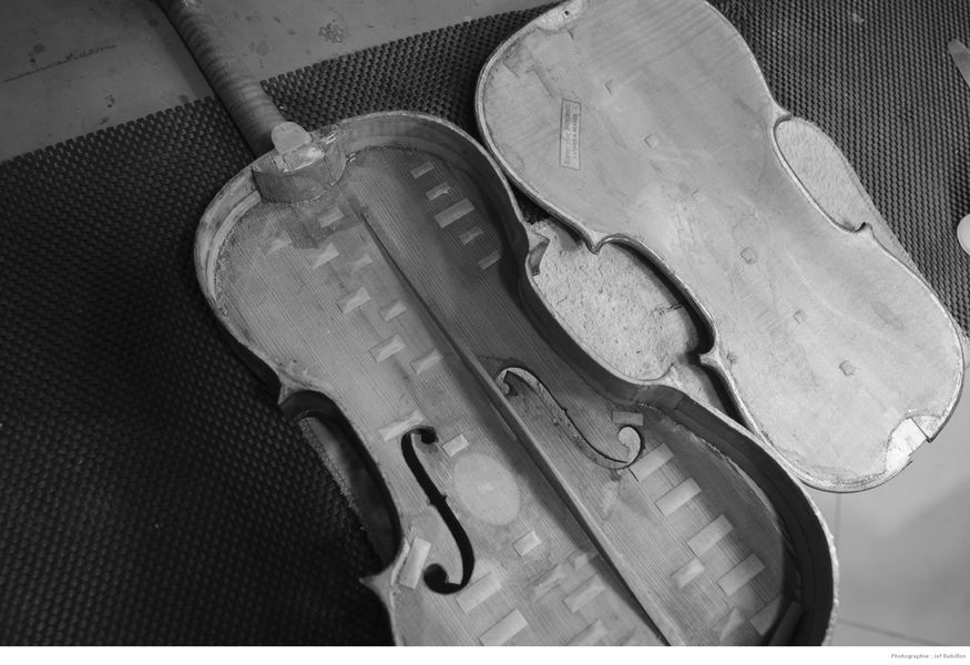 Détails d'un violon ouvert 