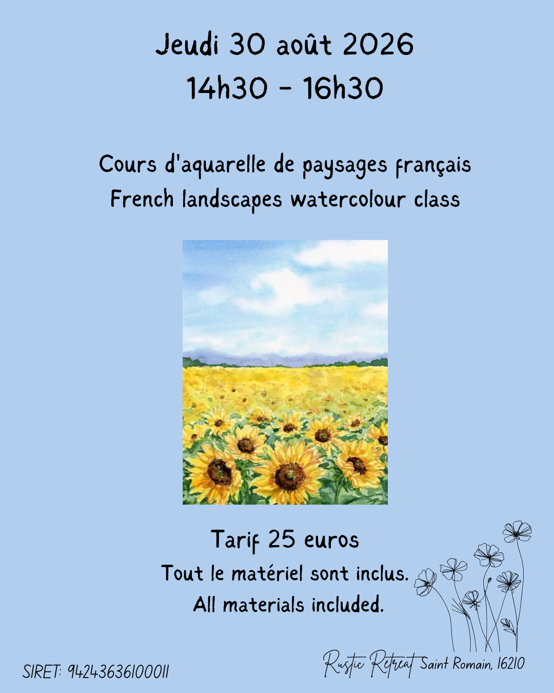 Cours d'aquarelle de paysages français