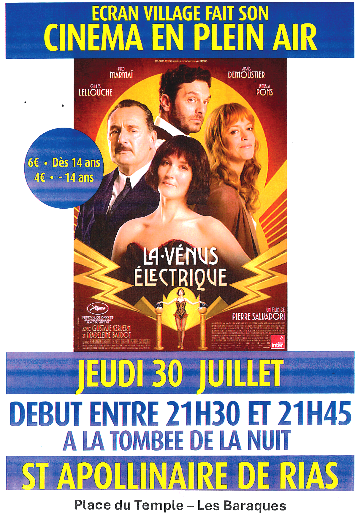 Projection cinéma en plein air du film "La Vénus électrique"