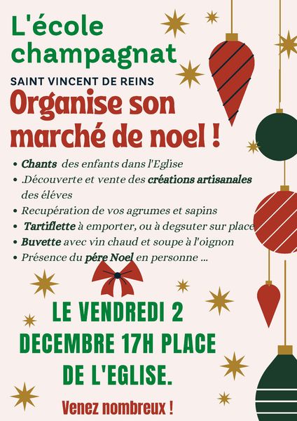L\'Ecole Champagnat organise son marché de Noël
