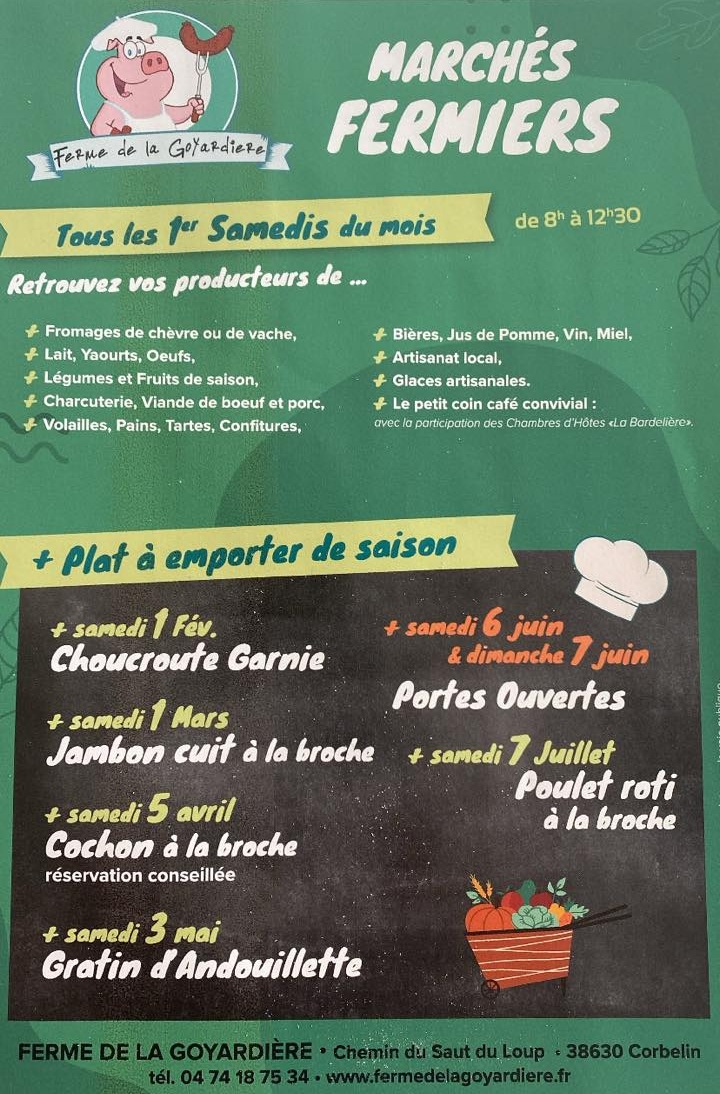 Programme des marchés fermiers 2025 à la Goyardière de Corbelin - Balcons du Dauphiné