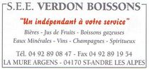 Carte de visite Verdon Boissons