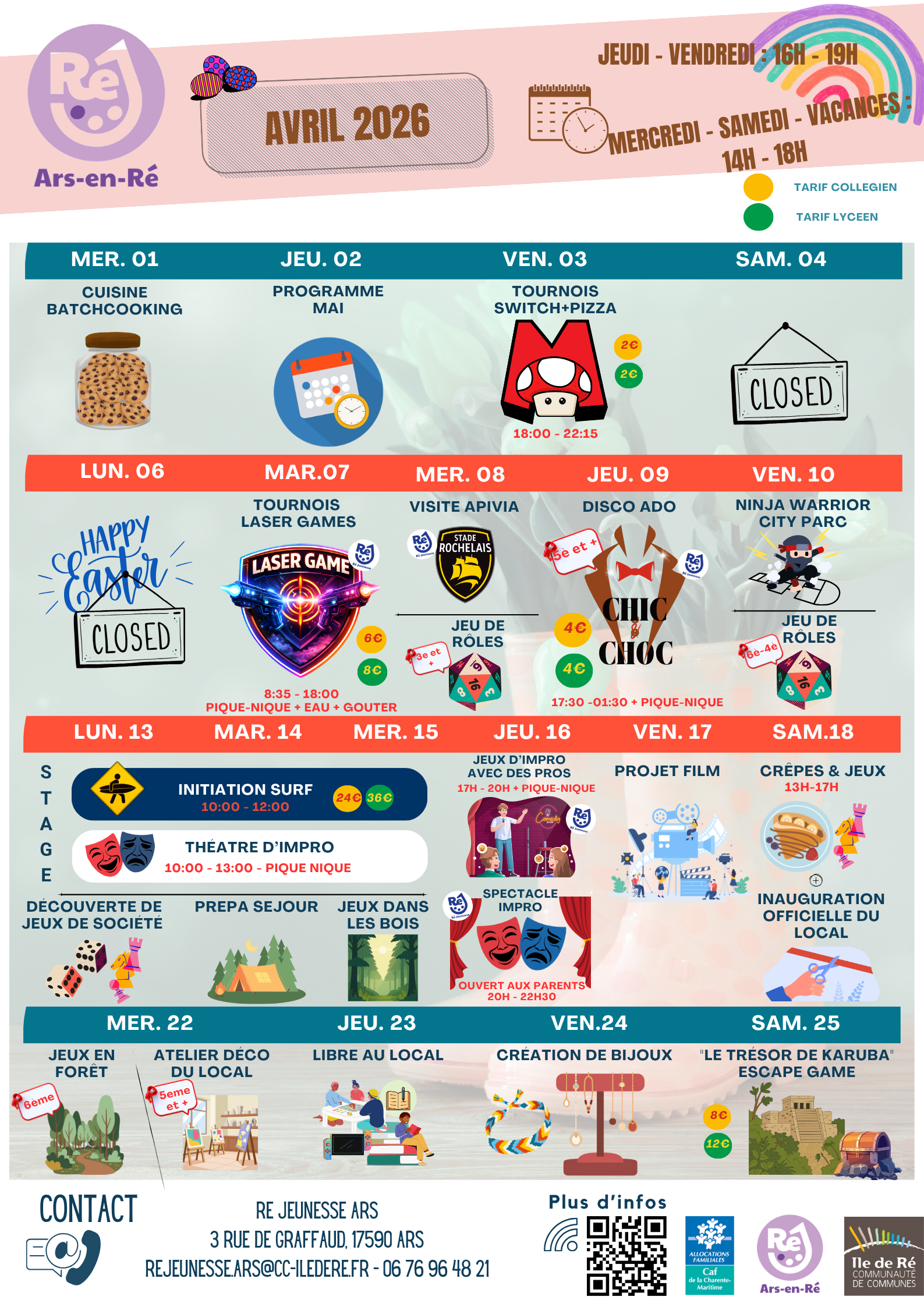 Animations de Ré Jeunesse à Ars-en-Ré - Avril