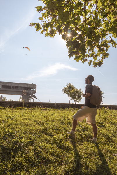 Arrivée au téléphérique en rando