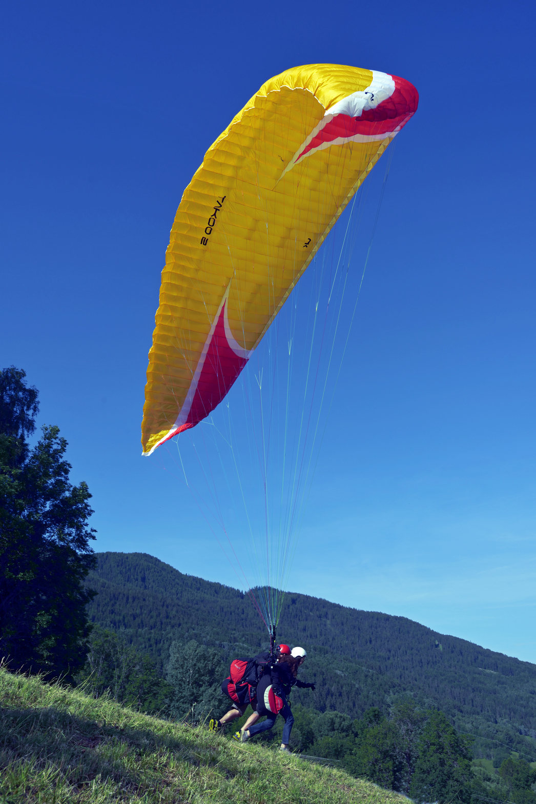 Décollage en parapente