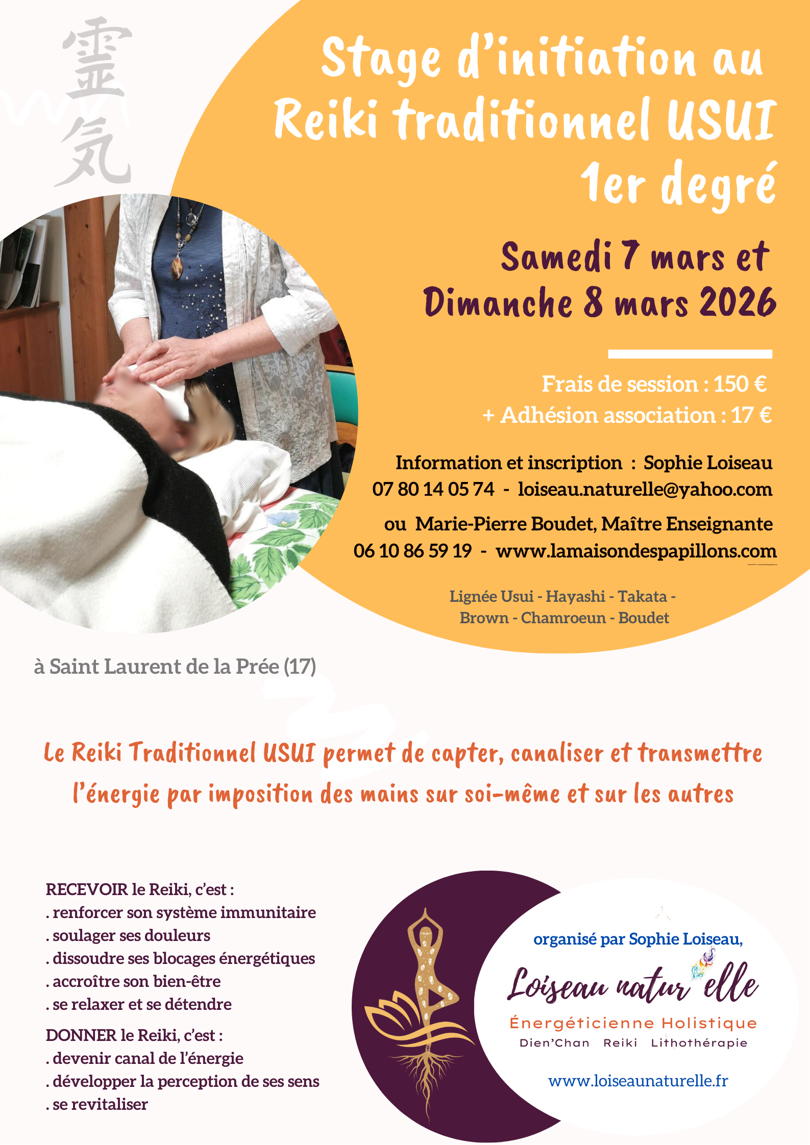 Initiation au Reiki traditionnel Usui - 1er Degré