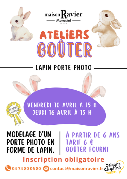 Les ateliers goûter à la Maison Ravier : lapin porte-photo_Morestel