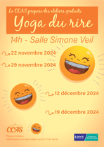 Yoga du rire et sophrologie Du 22 nov au 19 déc 2024