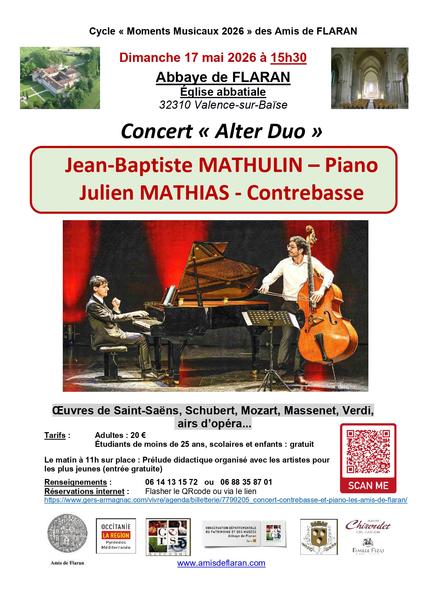 Concert piano et contrebasse "Alter Duo" à Flaran_Valence-sur-Baïse