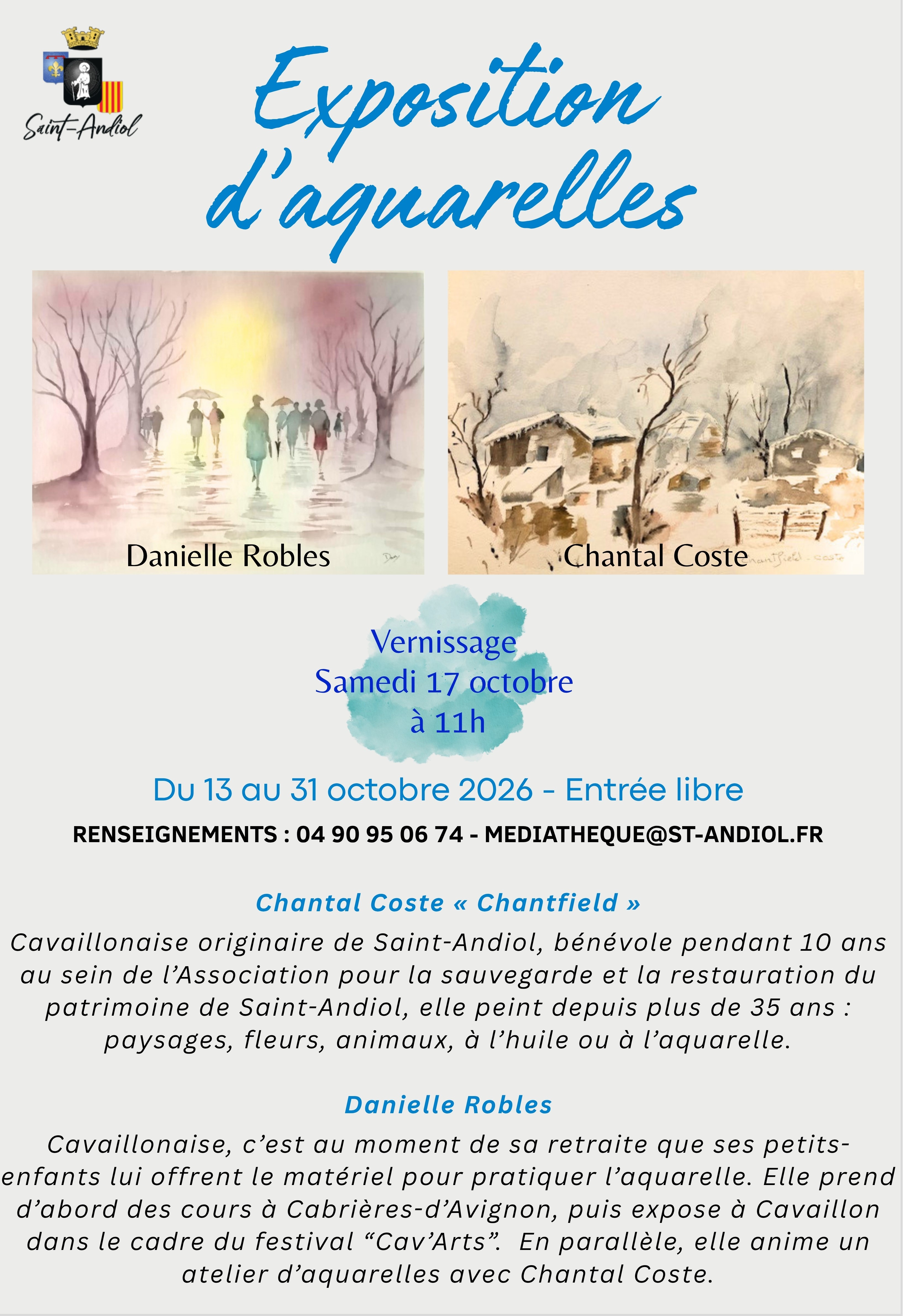 Exposition d'aquarelles : Danielle Robles & Chantal Coste