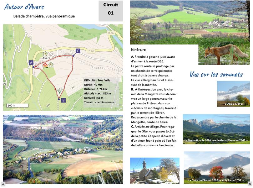 Topo-guide VilaNat, Vivre la Nature en Trièves,  circuit  vue panoramique à partir du Gîte les Ombelles