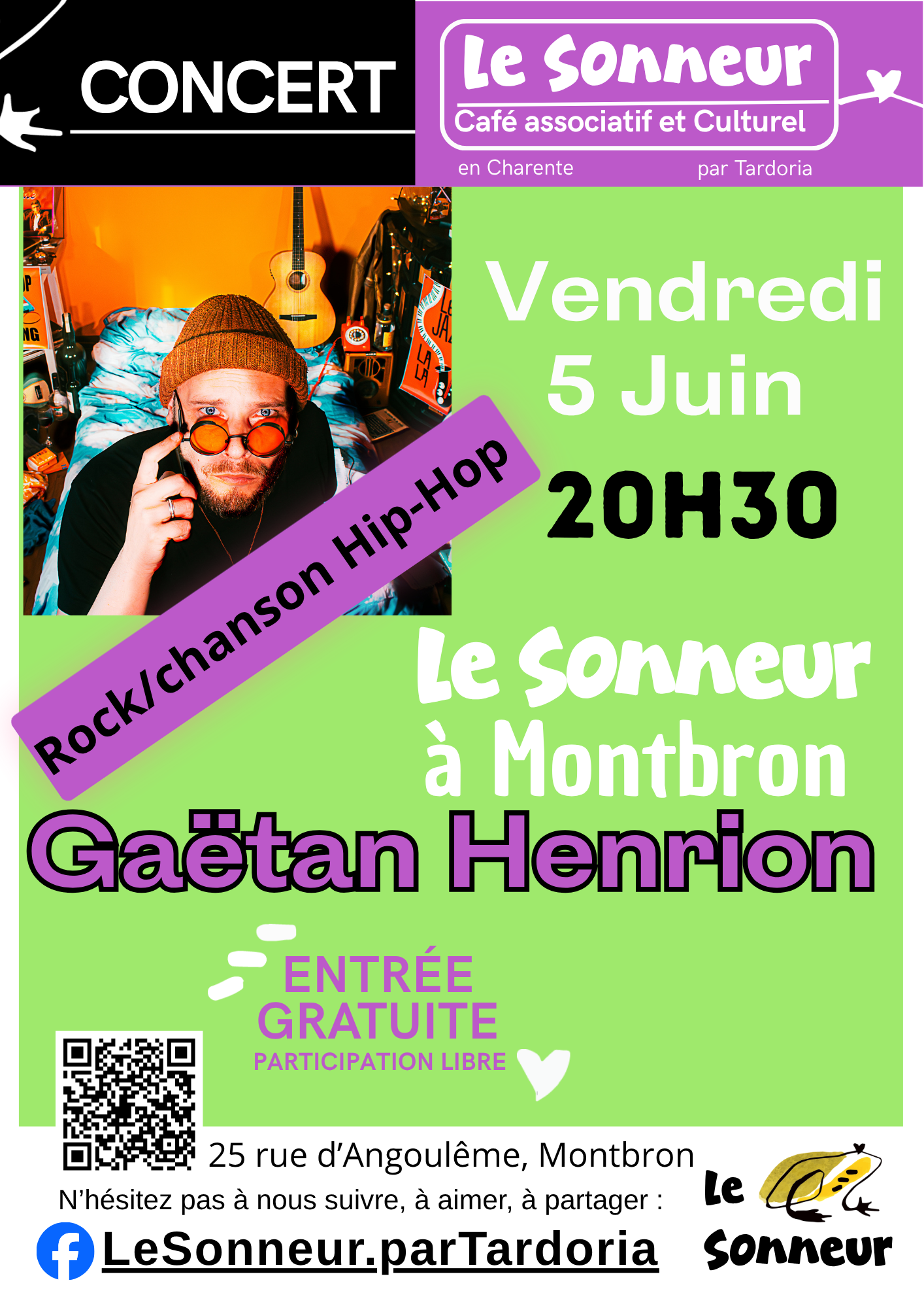 Concert Gaëtan Henrion: rock, Hip-hop, swing