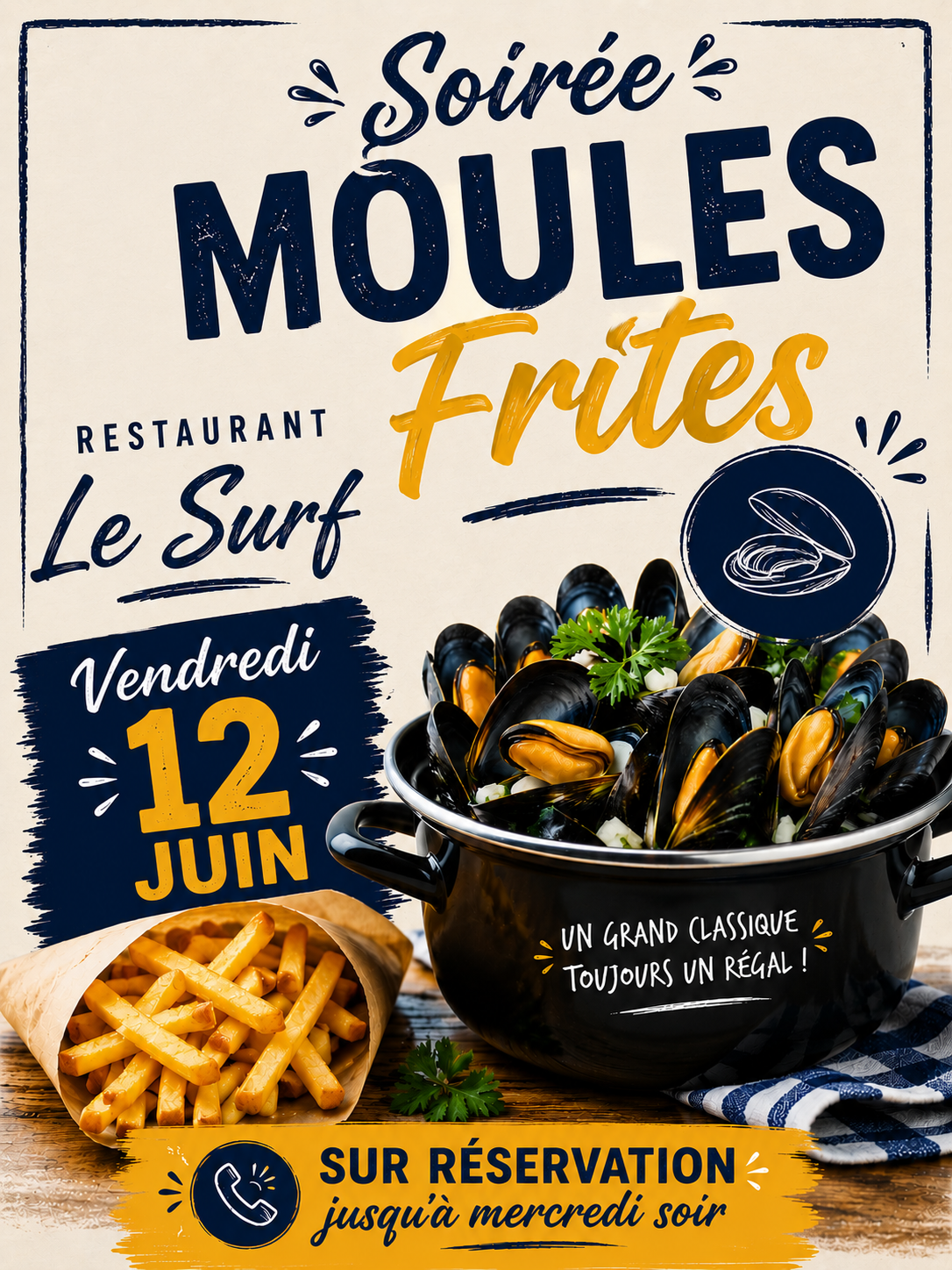 Soirée moules frites - Restaurant le Surf
