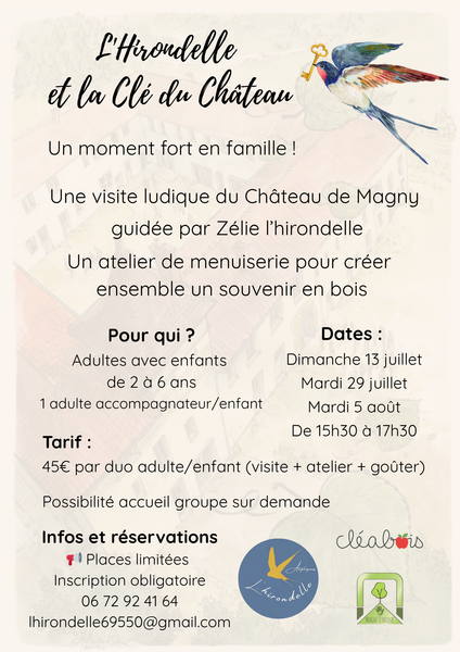 Visite ludique château de MAGNY et Atelier de menuiserie en famille