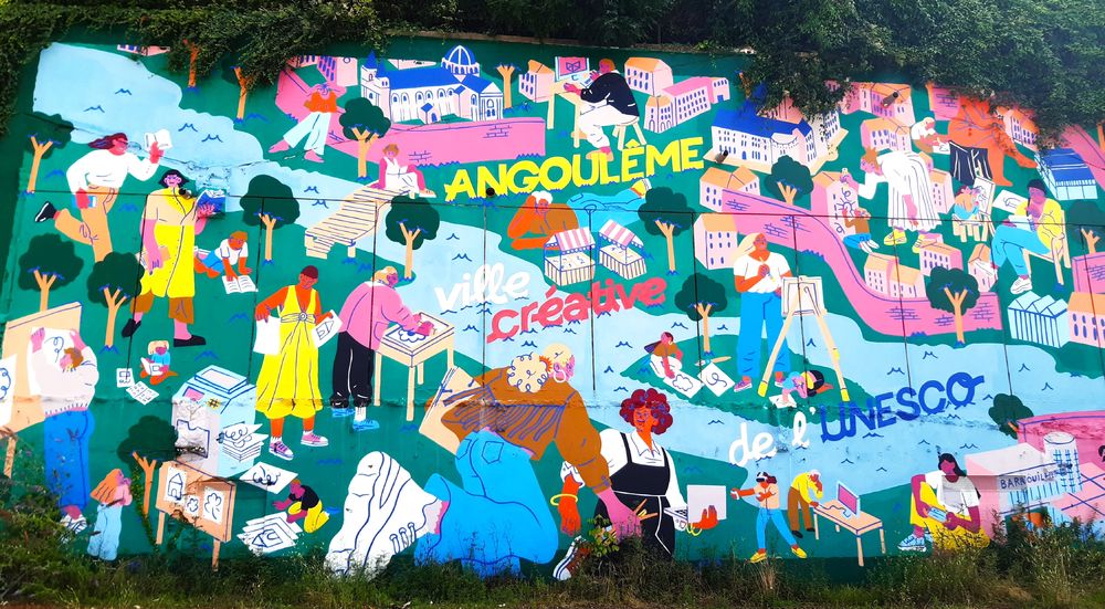 Mur peint "Angoulême ville créative"