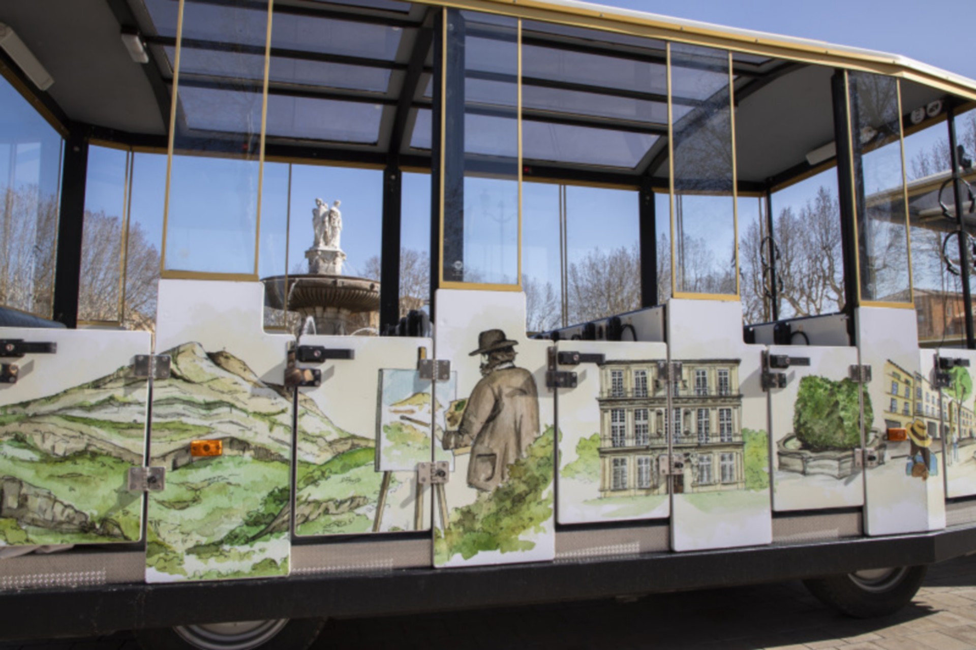 Visite d’Aix-en-Provence en train touristique électrique – sur les pas de Cezanne