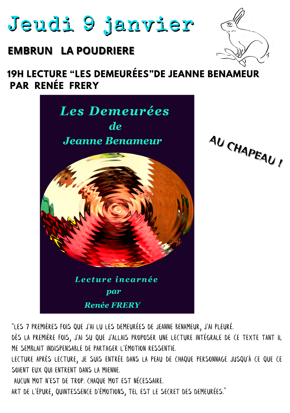 La Soupe de Janvier - Lecture des "Demeurées" de Jeanne Benameur par Renée Frery_Embrun