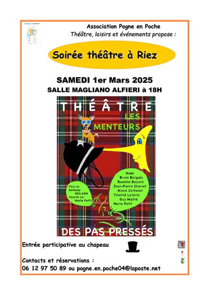 Soirée théâtre à Riez : Les... Le 1 mars 2025