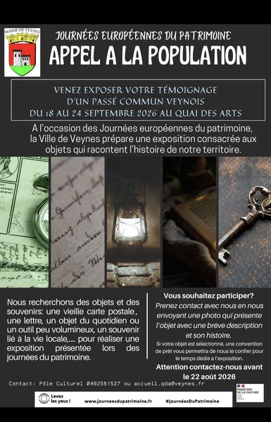 Appel à la population Veynoise pour les Journées européennes du patrimoine