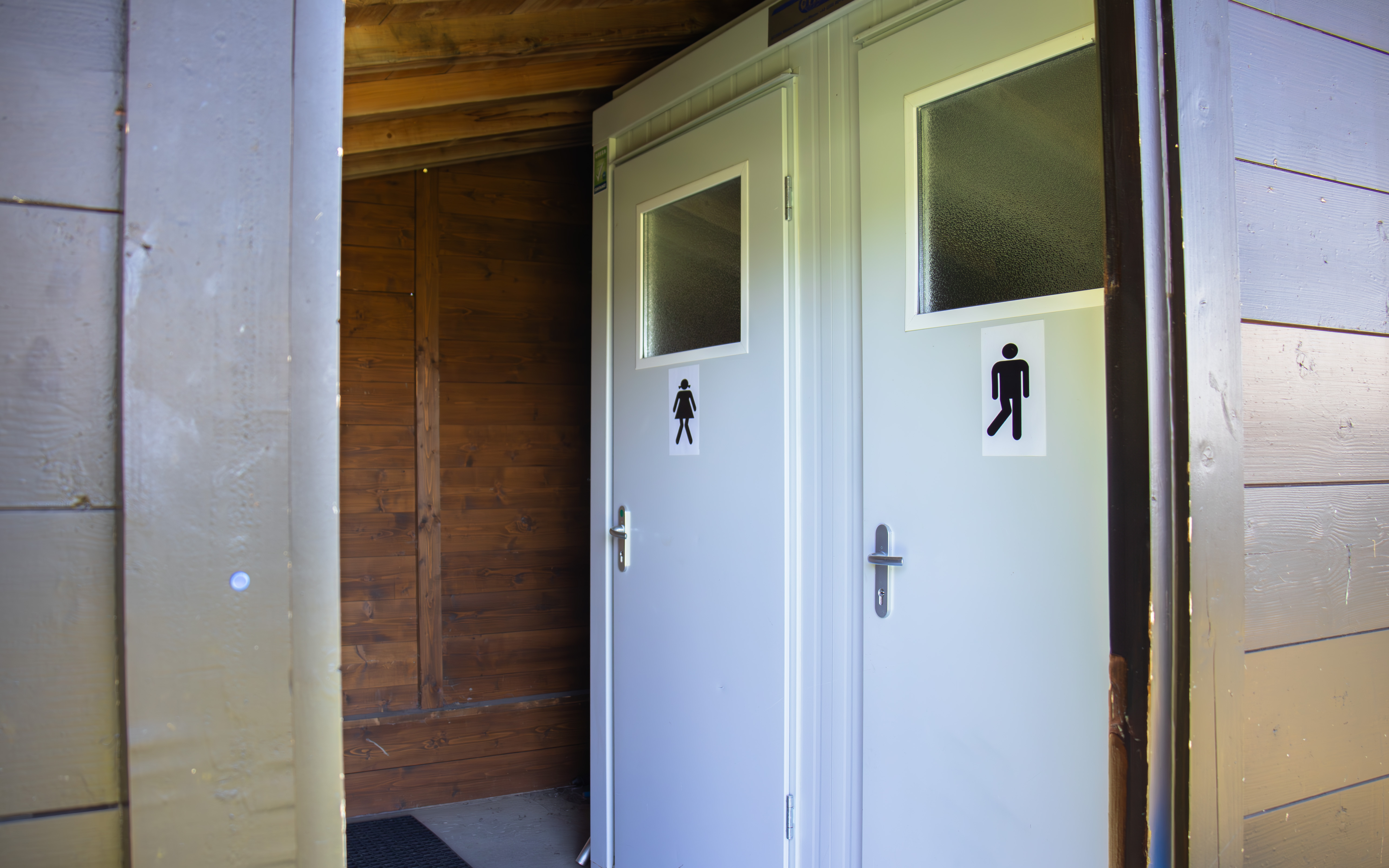 Two European-style toilets have been installed in the garden shed.