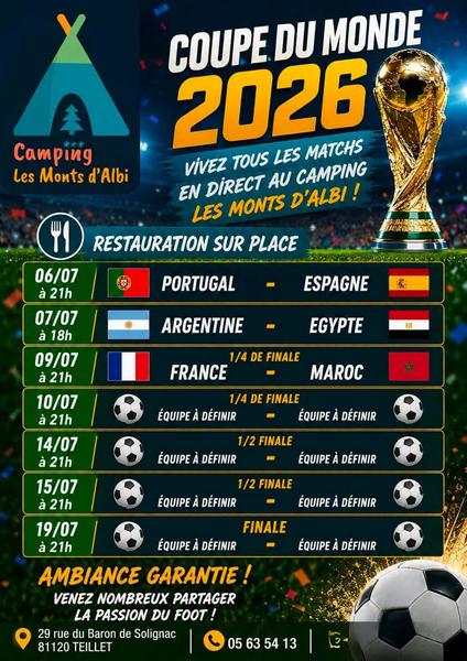 Diffusion du Mondial de foot 2026 au Camping des Monts d'Albi