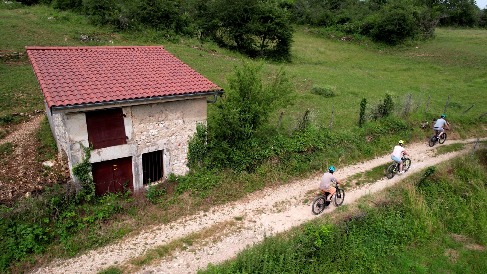 Randonnée vélo vue du ciel