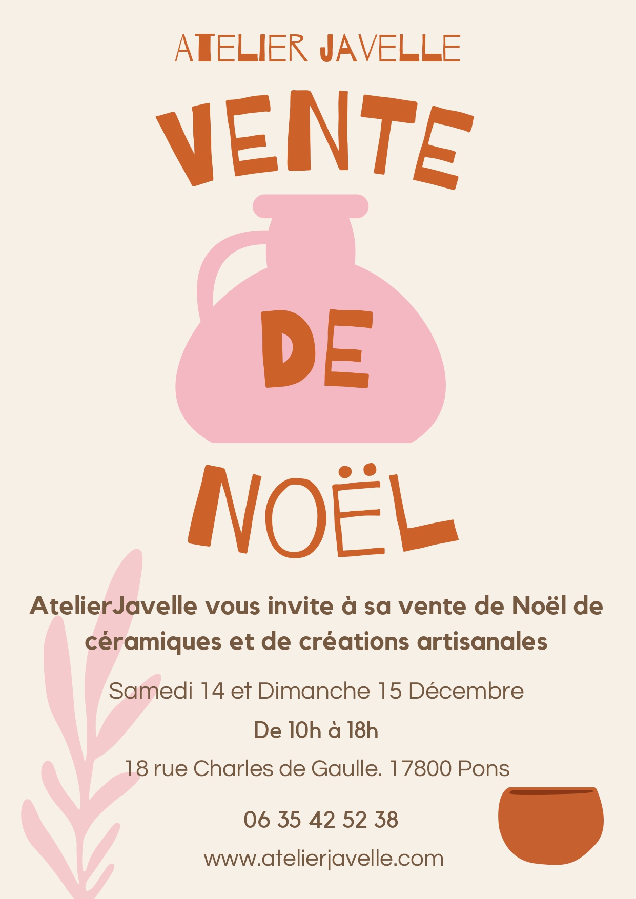 Vente de Noël à L'atelier Javelle
