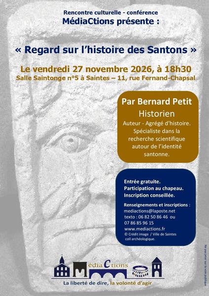 Rencontre culturelle - conférence " Regard sur l'histoire des Santons" avec l'historien, Bernard Petit.