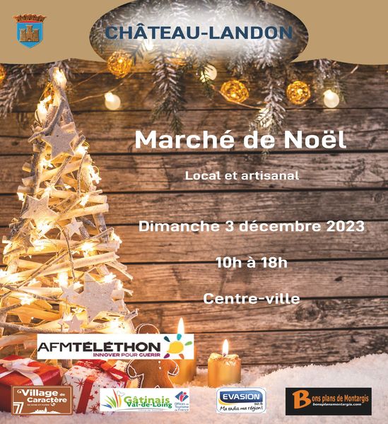 affiche marché de noel 3 déc 2023 Château-Landon