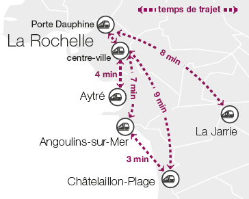 Temps de trajet TER agglomération de La Rochelle