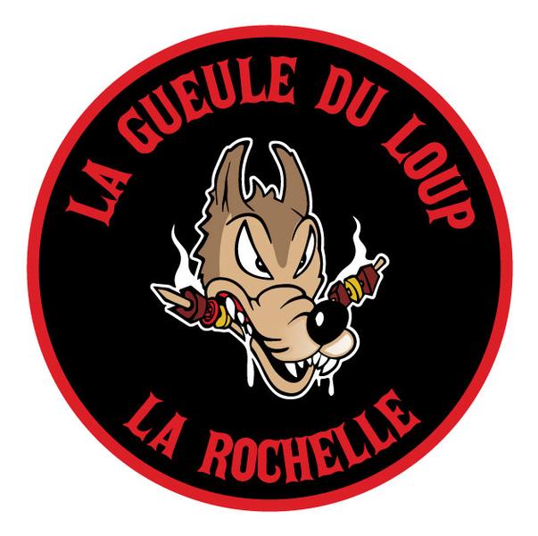 Le logo de la gueule du loup, un loup avec deux brochettes dans la gueule.