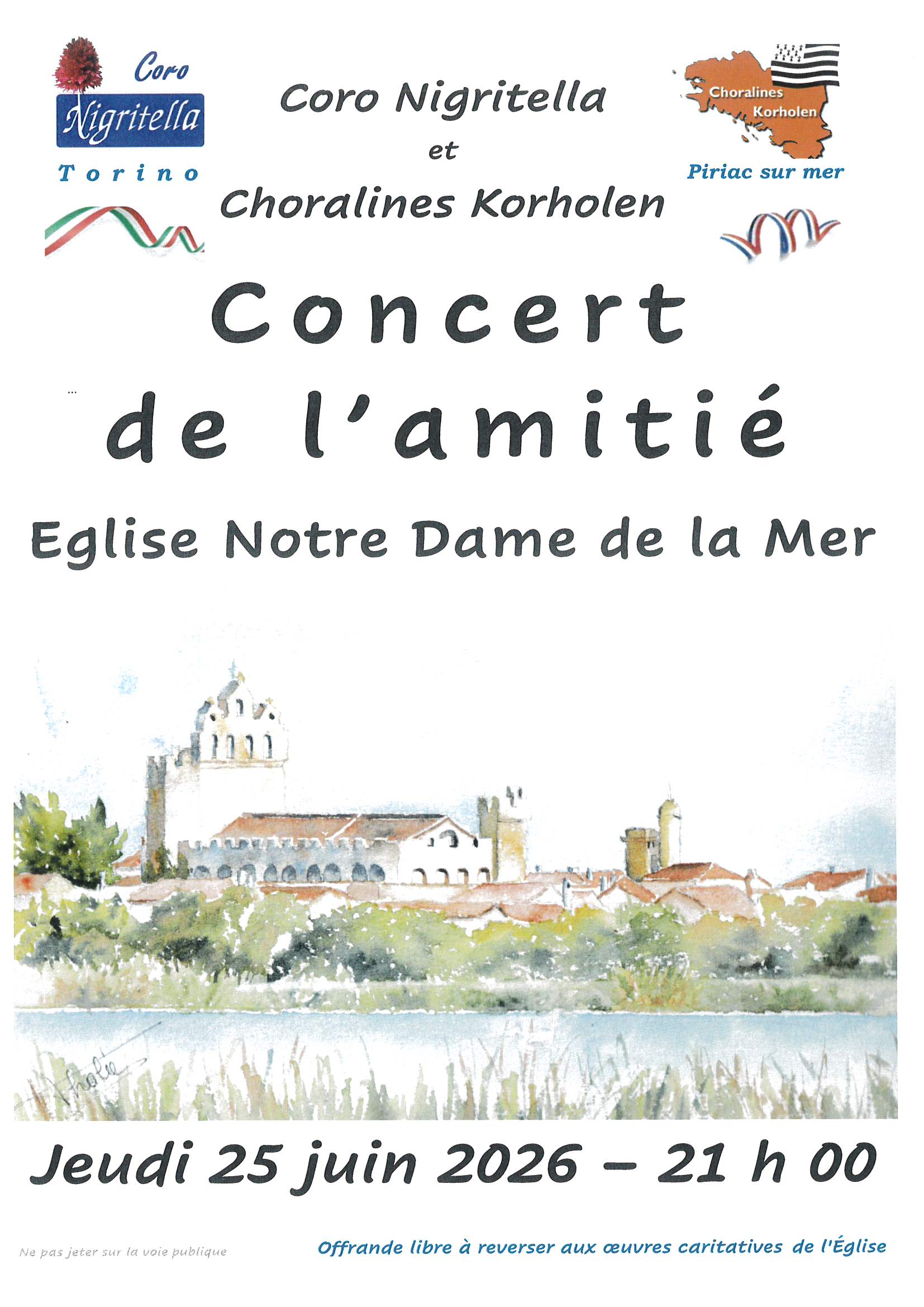 Concert à l’église – Les choralines Korholen de Loire Atlantique et Chorale Coro Nigritella de Turin