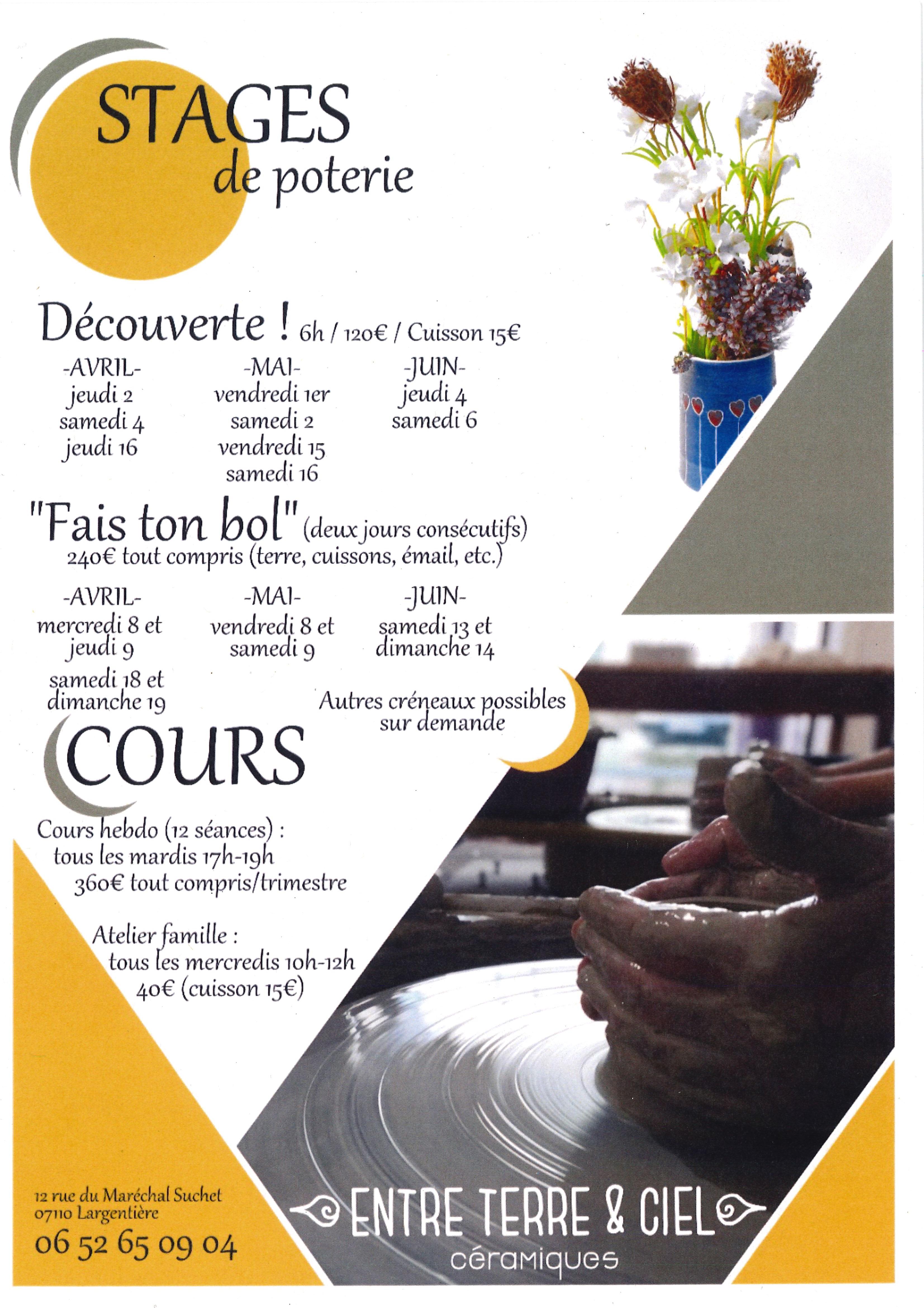 Stages de poterie