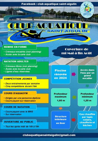 Remise en forme et cours à la piscine de Saint Aigulin