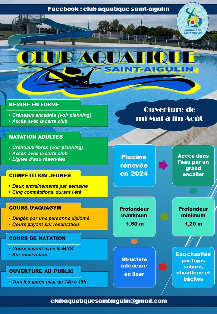 Remise en forme et cours à la piscine de Saint Aigulin