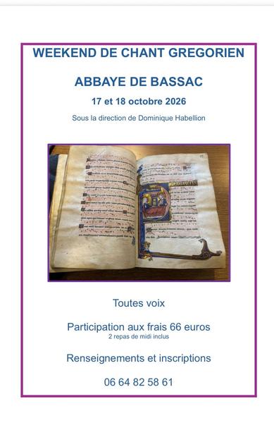 Performance artistique | Week-end de chant grégorien à l'Abbaye de Bassac
